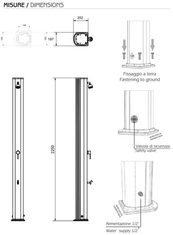 Doccia Solare dimensioni